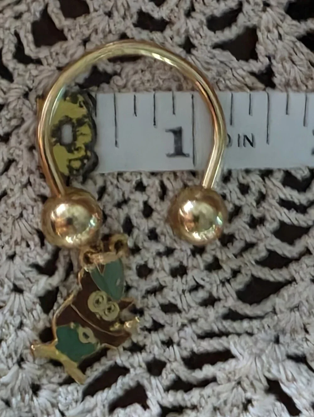 Vintage 1970s Woodsy Owl Enamel Horseshoe Screwball Key Ring NOS Vintage Gift